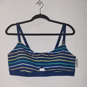 Torrid Keyhole Bralette - Cotton Striped Blue 2X NWT
